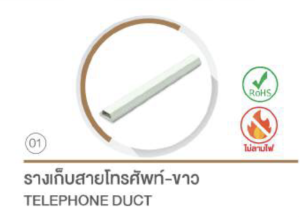 ท่อราง PVC เก็บสายโทรศัพท์ -ขาว